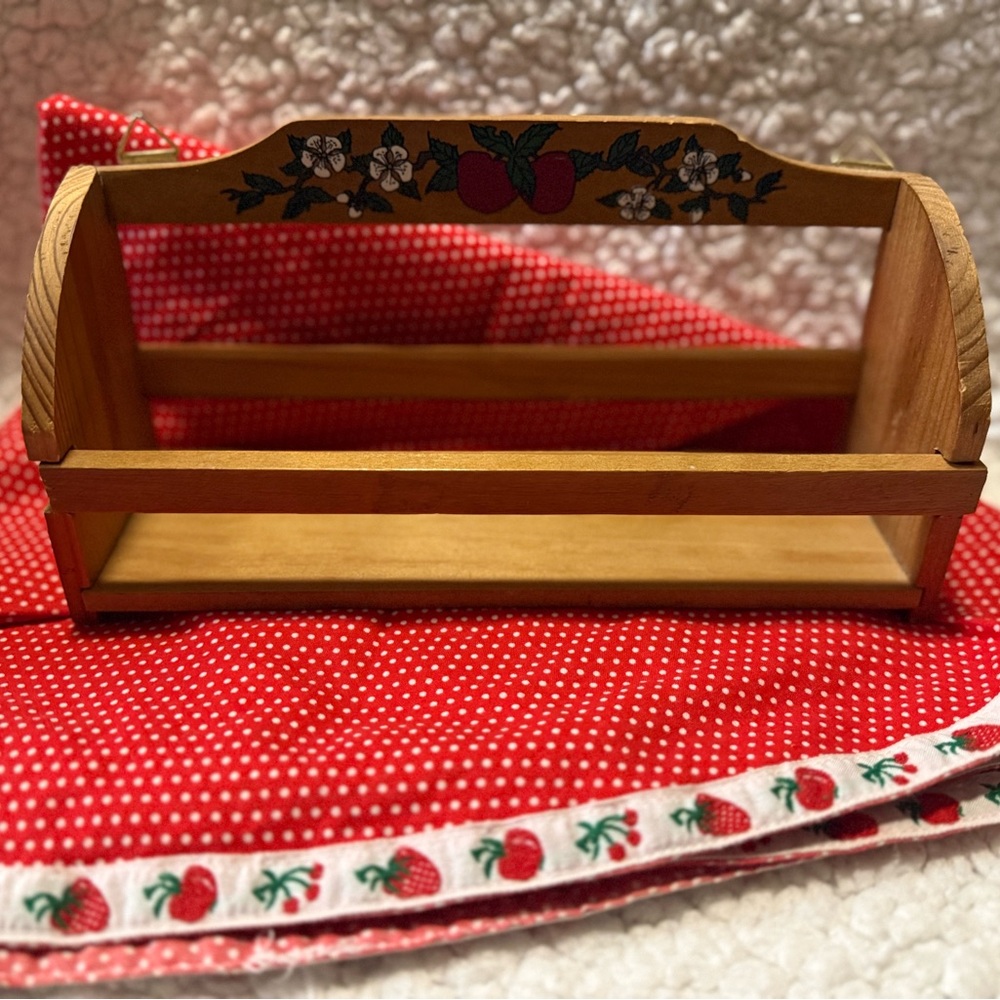 Wooden Basket with Strawberry Design